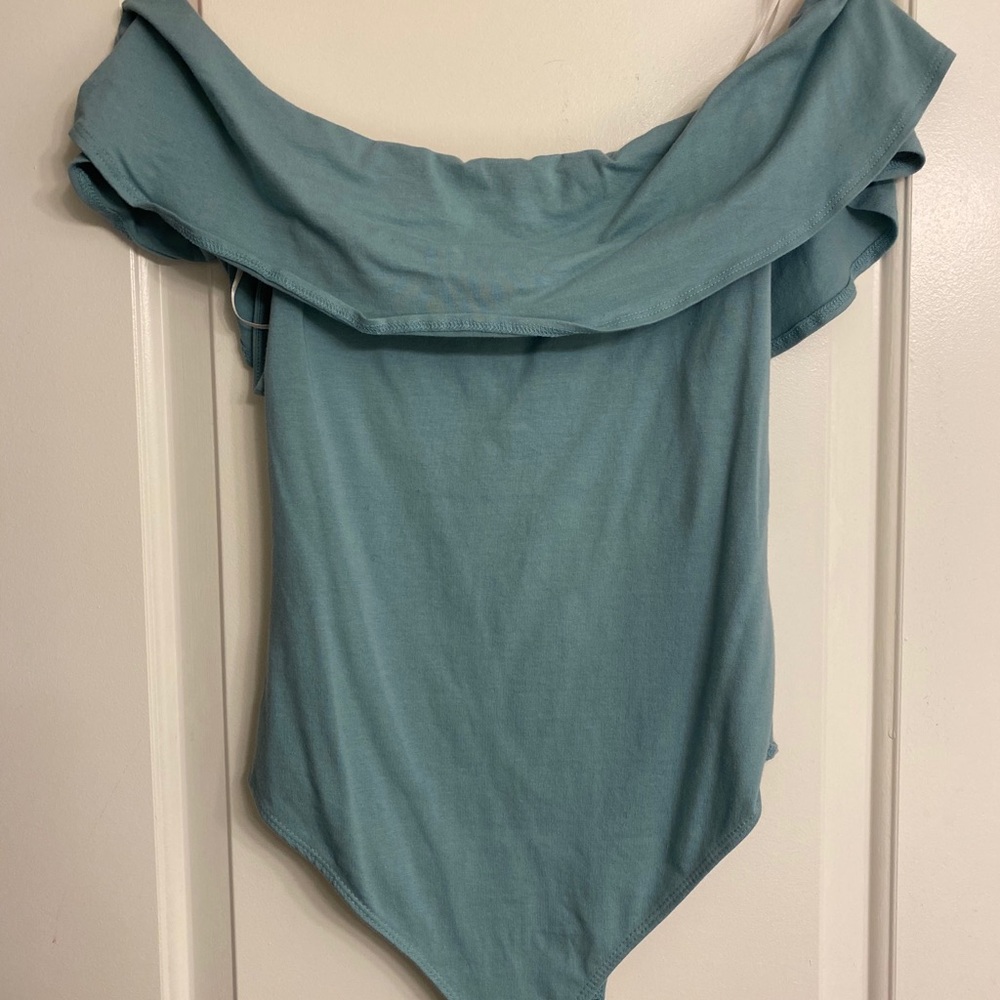 Teal off the shoulders bodysuit